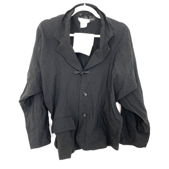 Comme Des Garcon Black Button Front Toggle Long Sleeve Jacket S